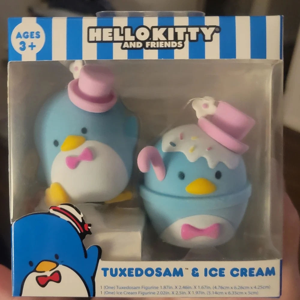 NIB Collectible Hello Kitty & Friends Tuxedosam & Ice Cream Figurines Flocked 3+